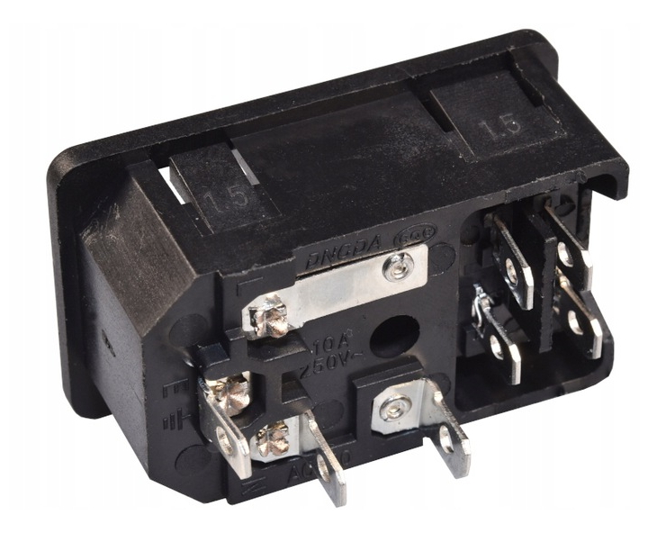 Kaltgerätestecker Stecker IEC320 C14 15A Sicherung Einbaubuchse mit Rot Schalter 